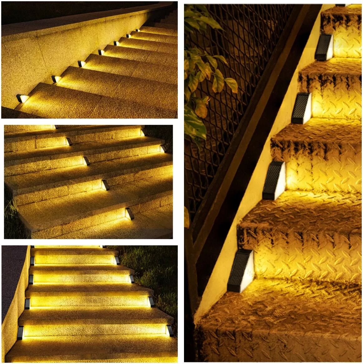 INF Lampes Solaires d'Escalier Extérieures à LED - Éclairage de Sécurité pour Jardin et Terrasse 2 Pack 4 Pack