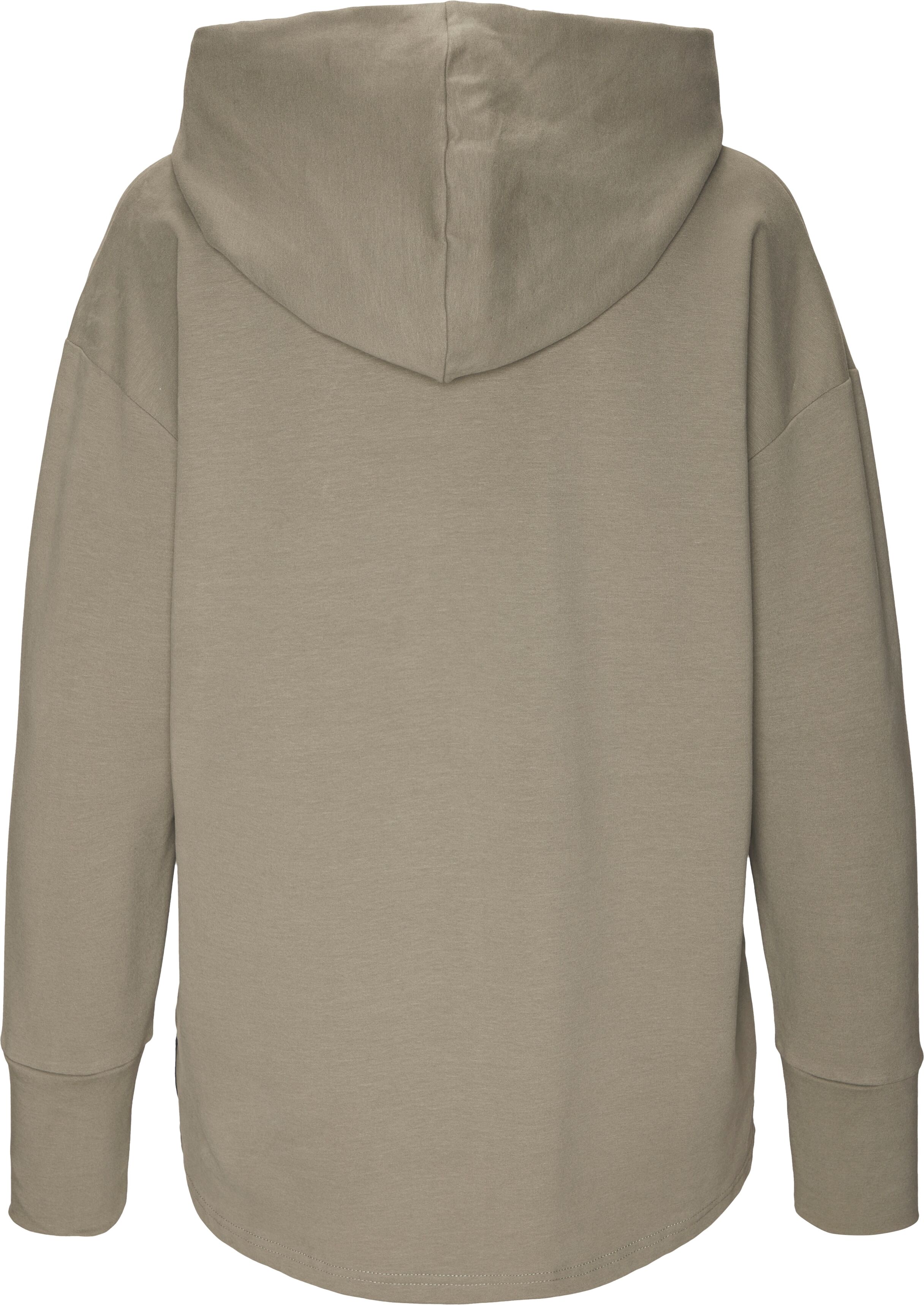 Kapuzensweatshirt ELBSAND "Dea", Damen, Gr. M (38), grün (khaki), Sweatware, Obermaterial: 95% Baumwolle, 5% Elasthan, unifarben, figurumspielend hüftlang, Sweatshirts Kapuzensweatshirt, Hoodie mit Logodruck vorne, Topseller
