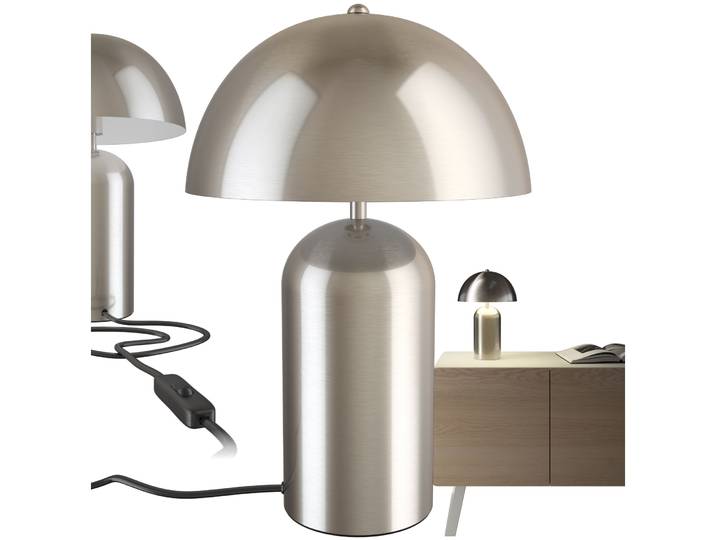 Kleine Retro-Tischlampe Altea, Pilzdesign, 40W - Nickel matt