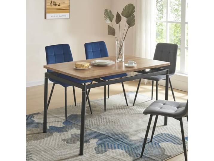 [en.casa] Esstisch Hemnes für 4 Personen 120 x 70 cm Esszimmertisch rechteckige Tischplatte Küchentisch Stahlbeine Eiche-Optik