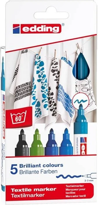 edding 4500 cool Textilmarker farbsortiert 2,0 - 3,0 mm, 5 St.