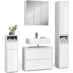Vicco, Badmöbelset, Majest, Weiss/Weiss Hochglanz, 4 Teile