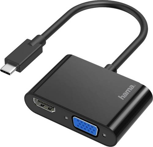 Hama 00200313 USB-C / HDMI / VGA Adapter [1x USB-C Stecker - 1x VGA-Buchse, HDMI-Buchse] Schwarz