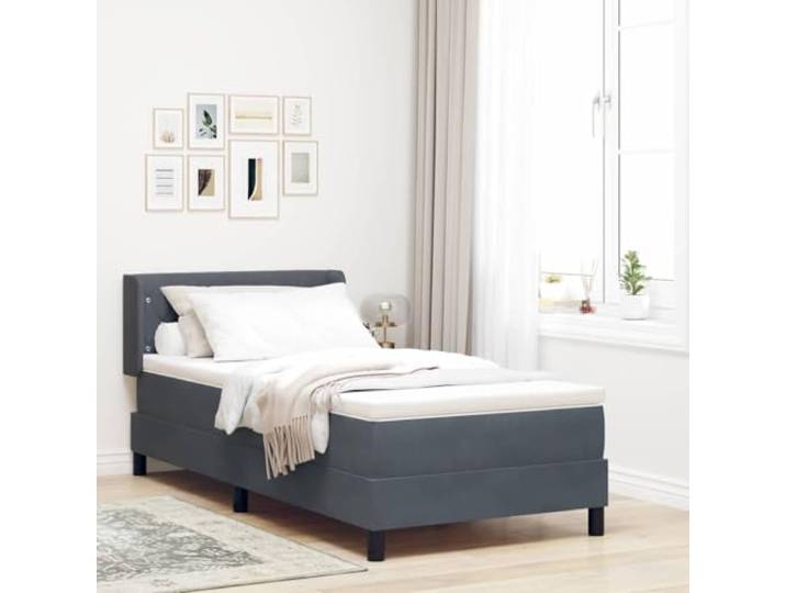 Holzwerkstoff Kiefernholz Boxspringbett Schlafzimmerdesign Einzelbett Grau Boxspringbett mit Matratze Dunkelgrau 200x90 cm Polyester Smart-Size Einzelbett mit verstellbarem Kopfteil Taschenfederkern