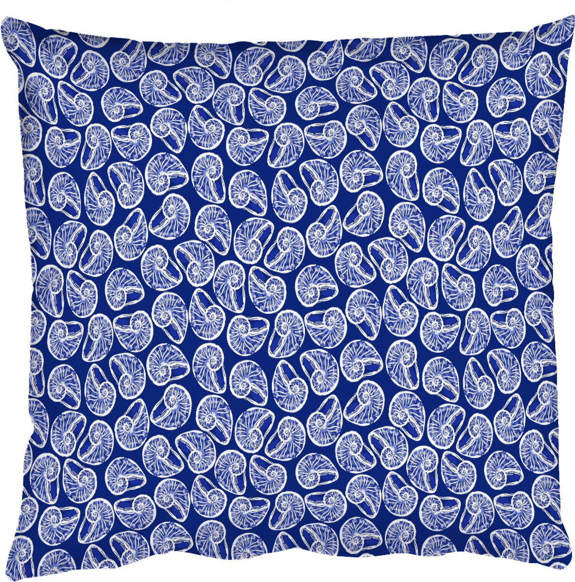 Blauw sierkussen met kust-, zee- en schelpmotief - 40 x 40 cm