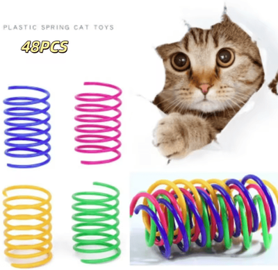 Inspire Curations SpringBounce Colorful Cat Toy Springs Interactive Jump & Chase Set 48pcs