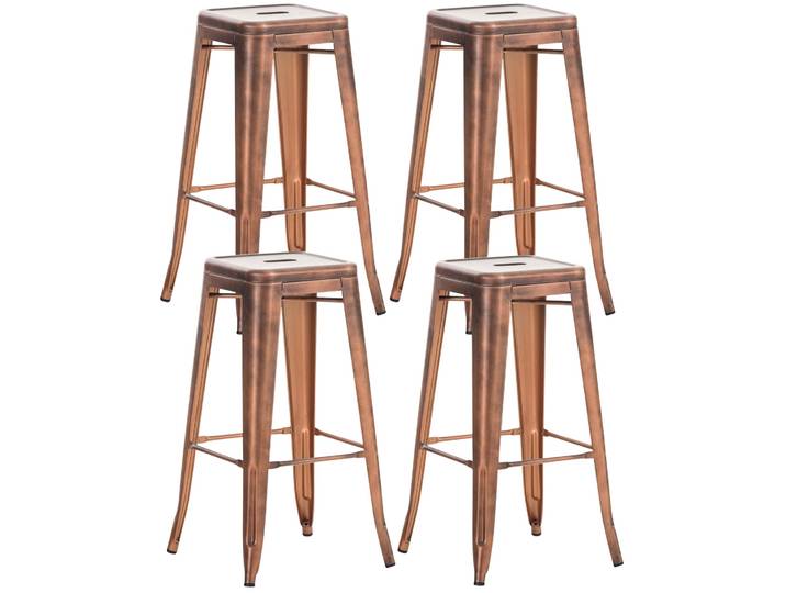 TPFLiving 4er Set Barhocker Joy Metall - Kupfer