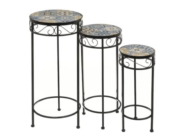 Set mit 3 Beistelltischen aus Metall in Schwarz