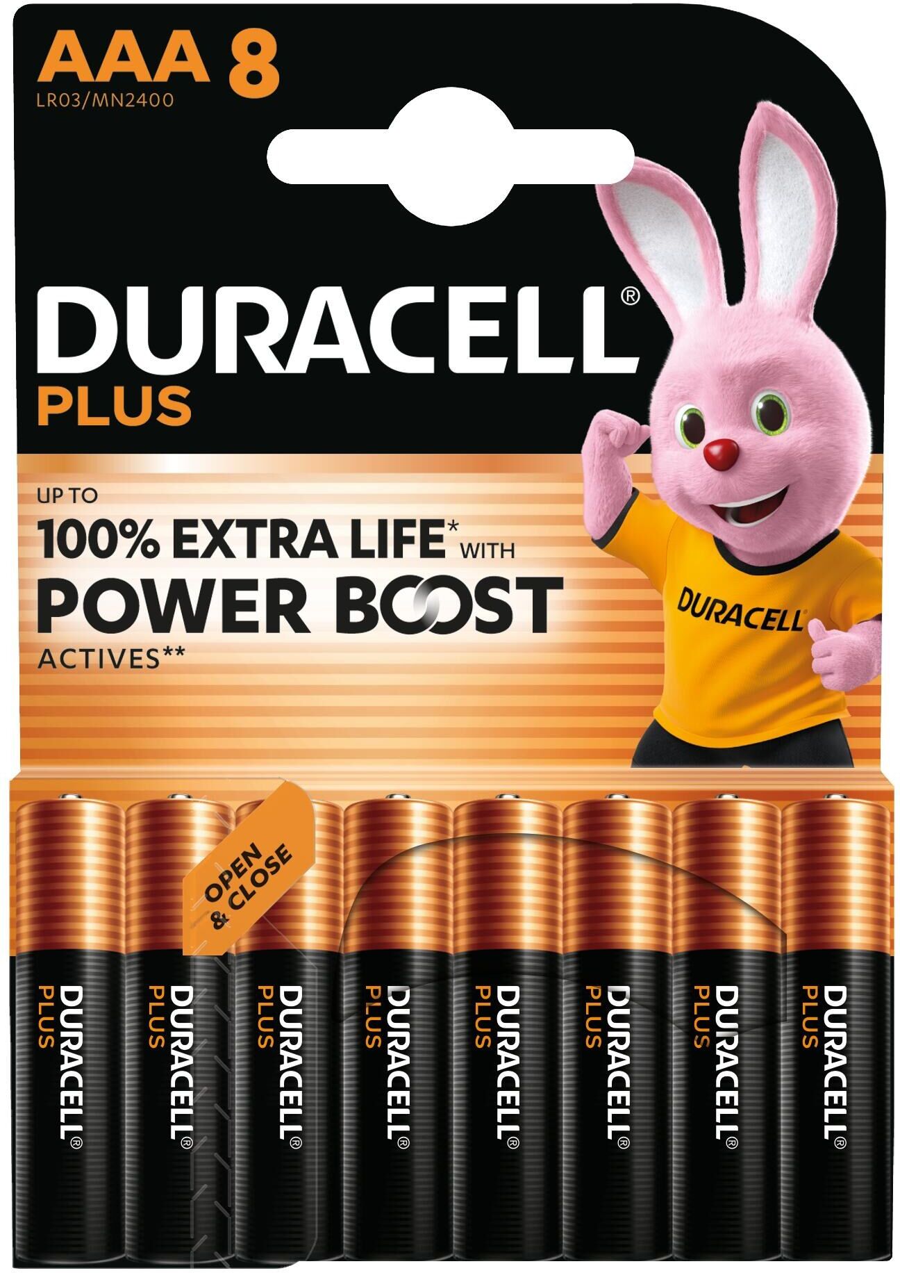 Duracell Plus AAA Alkaline Batteries with Power Boost - Pack of 8