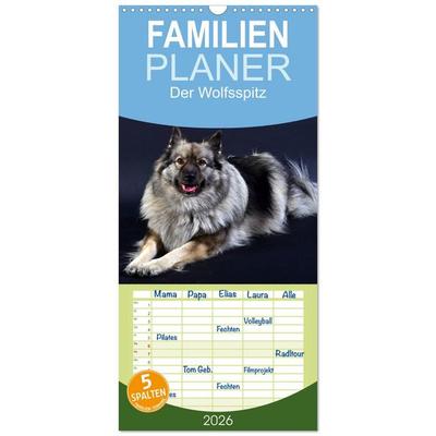 Familienplaner 2026 - Der Wolfsspitz mit 5 Spalten (Wandkalender, 21 x 45 cm) CALVENDO