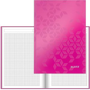 Leitz Notizbuch WOW, 46281023, Karton Hardcover, pink, 80 Blatt / 160 Seiten, 80 g/m², kariert, A5
