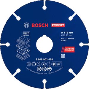 Bosch Trennscheibe Expert Multi Material Carbide, 22,23 mm, für Holz, Kunststoff und Gips, 115 x 1 mm