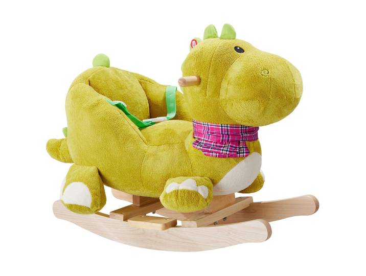 tectake Schaukeltier Dinosaurier, massive Holzkufen, ab 12 Monaten geeignet, grün, Grün, 35x50x70 cm, Spielzeug, Schaukeltiere