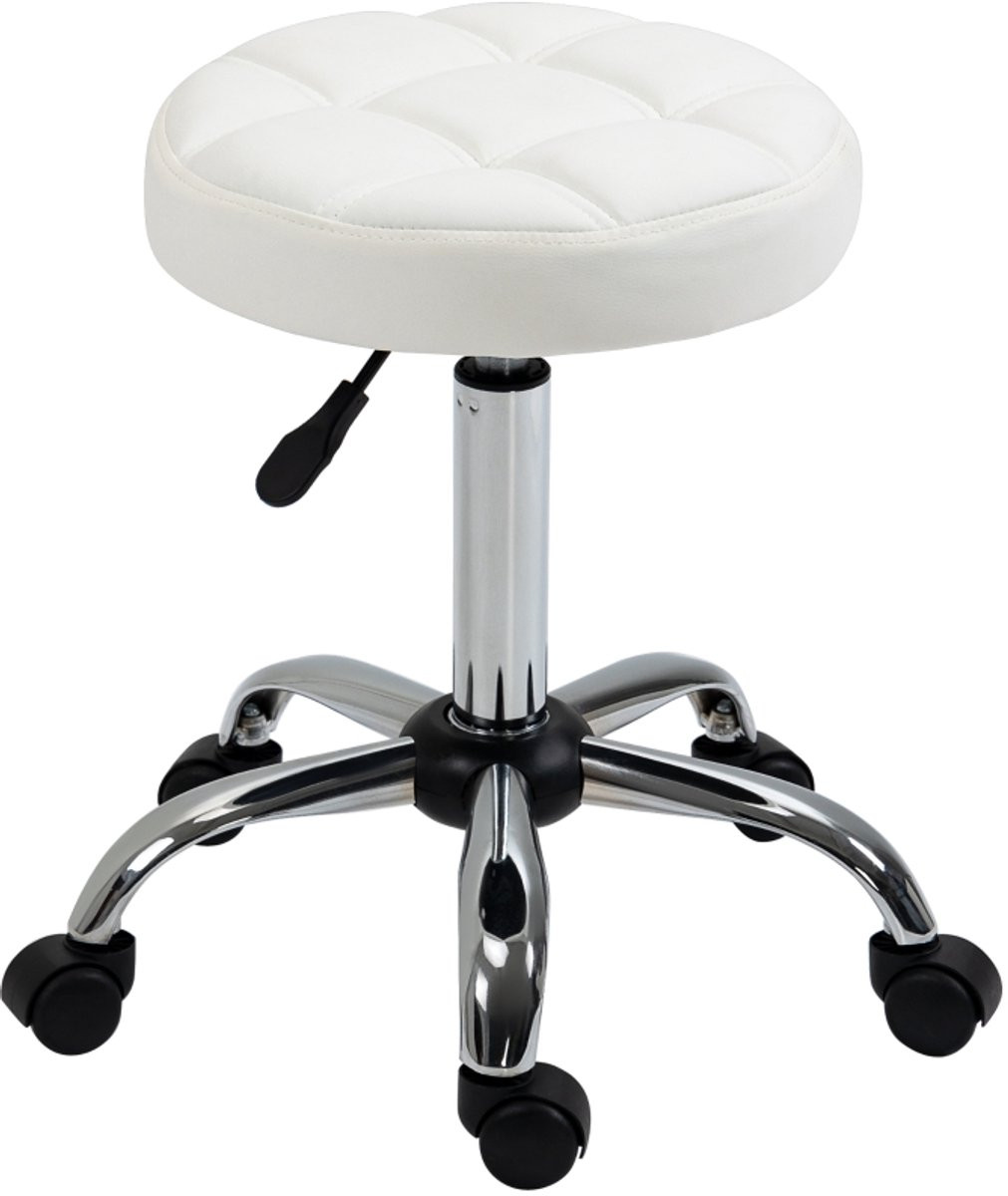 Clruro Active Stool - Draaibare Werkkruk met Zwenkwielen - Wit