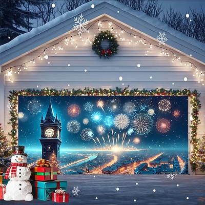 Silvester Tapisserie Garagentorabdeckung Großes Hängendes Feuerwerk Niedlich 3D Party Outdoor Urlaub Hintergründe aufnehmen Yard Wohndeko
