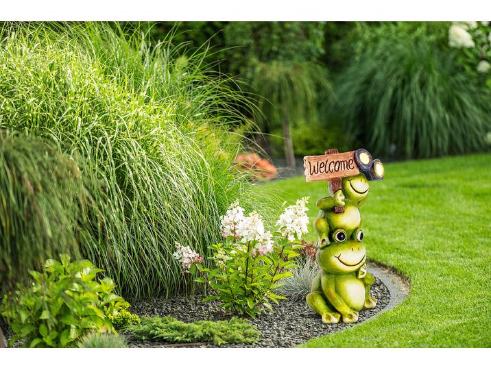 LED-Solarleuchte Frosch 23 x 45 x 15cm Braun/Grün