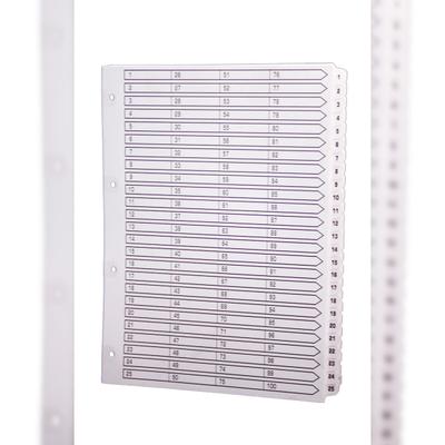 Exacompta MWD1-100Z 2x Bedruckte Register mit plastifizierten Taben, 100 Taben von 1 bis 100, DIN A4 - Weiß