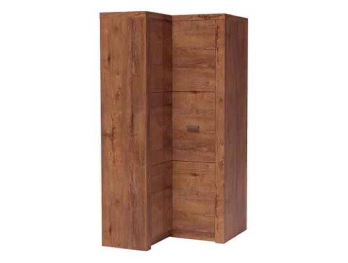 Mirjan24 Eckkleiderschrank Indiano I-14O, Eckschrank mit Kleiderstange und Einlegeböden, Kleiderschrank, Drehtürenschrank (Esche Hell)