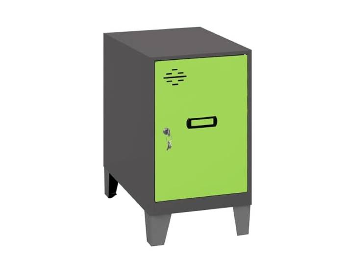 Simon Rack Simonlocker Kommode, klein, 575 x 400 x 500 mm Inklusive Füße, Korrosionsschutzfarbe, Lüftungsschlitz und Etikettierer, Anthrazit/Grün