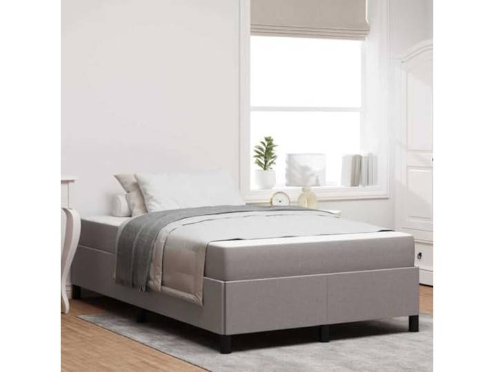 KTHLBRH Boxspringbett taupe 120 x 200 cm Stoff Technisches Holz, mittlere Matratze, fester Lattenrost, Unterstützung 280 kg