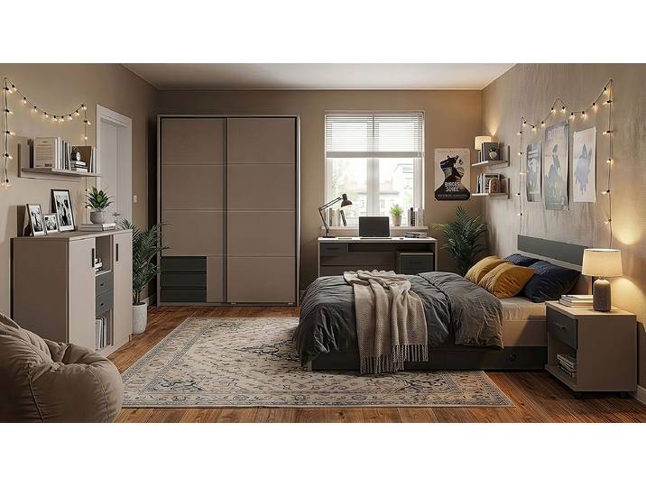 Bettgestell Bahamas 90 x 200cm Grau/Beige/Graphit