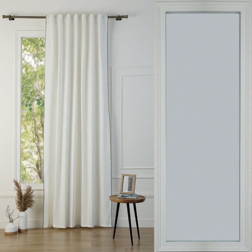 Febronie Cortina con pasadores algodón 140x260 blanco / celadón