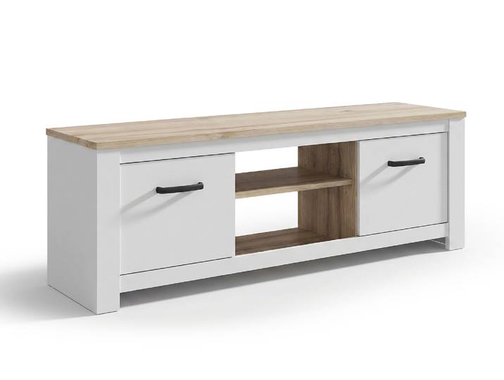 Meuble tv Elara Blanc Mat/chene Blanchi - Basika
