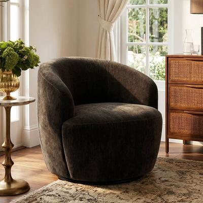 Housely "28.5"" Wide Modern Chenille Swivel Barrel Accent Chair Single"