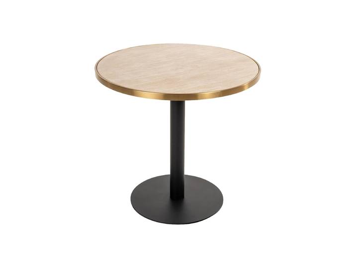 Runder Design Bistrotisch „Brazza“ aus Edelstahl und Kunstmarmor Beige Richmond Interiors