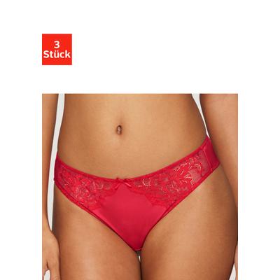 Slip, Damen, Gr. 44/46, Spitze, rot, weiß, marine, Spitze, Obermaterial: 88% Polyamid, 12% Elasthan, PETITE FLEUR BY LASCANA, Unterhosen Slip, mit floraler Spitze und weichem Microtouch