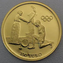 Goldmünze 100 Euro "Fackellauf – Übergabe" 2004 Olympische Sommerspiele Athen 2004 (Griechenland)