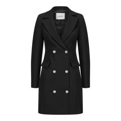 Abendkleid NICOWA "Liora Glam", Damen, Gr. 38, Normalgrößen, schwarz, Casual, regular fit, Kleider Abendkleid, Glamouröse Schmuckknöpfe