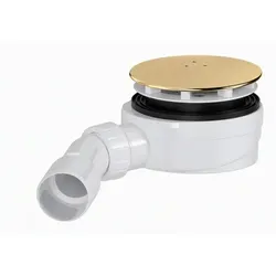 SAT Aurum Duschwannen-Ablauf 90 mm DN40/DN50 12,1 cm, glänzend gold, Kunststoff SATESLIM90G