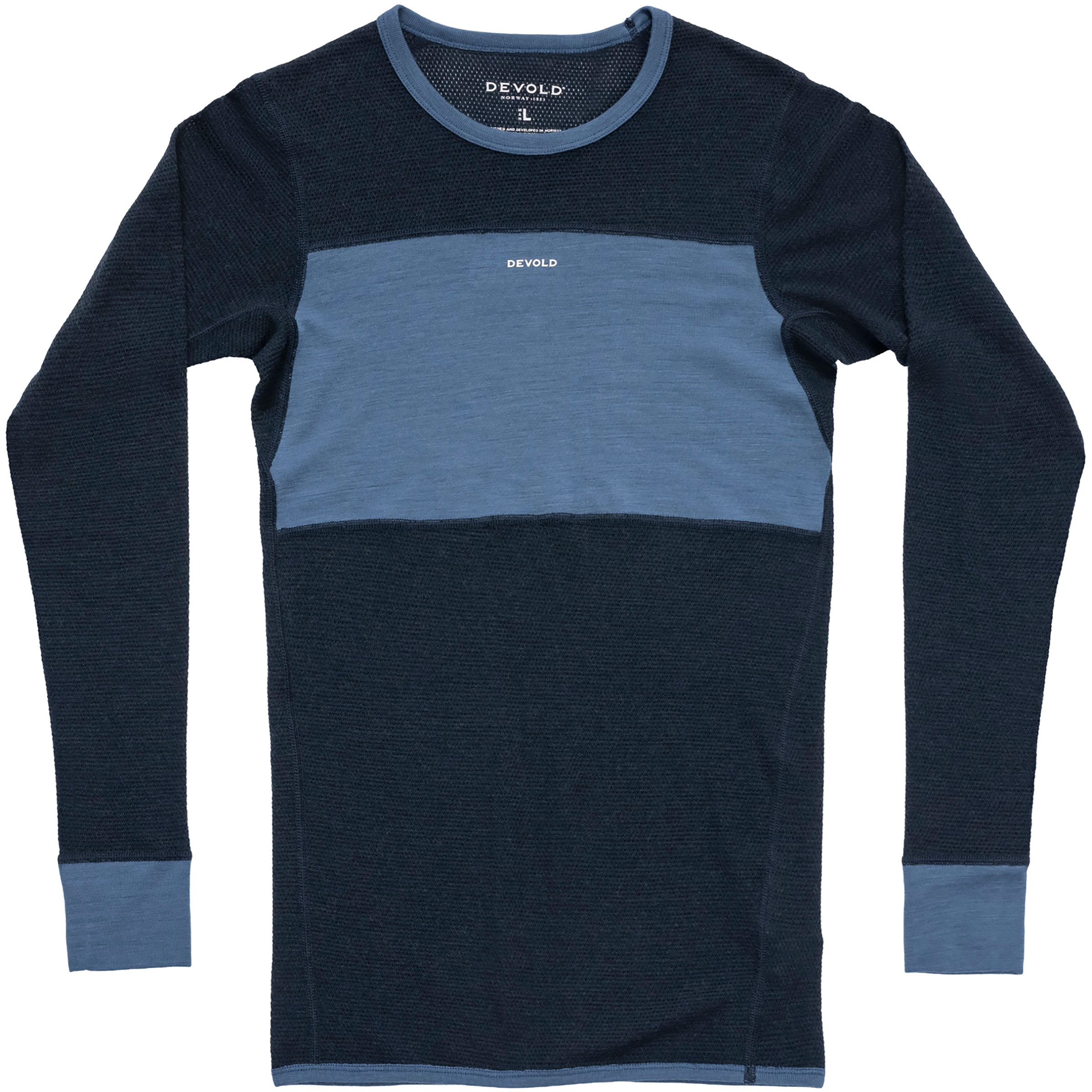 Devold Wool Mesh 190 Herren Langarm Unterhemden blau Größe M Geruchsneutralisierend Merinowolle