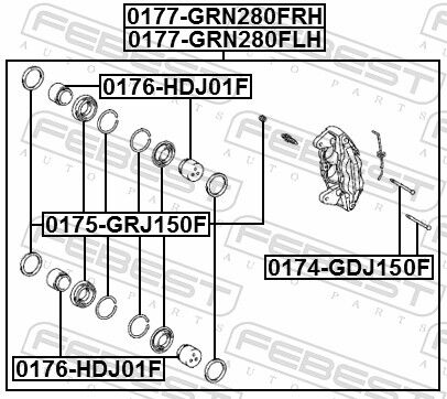 Febest Bremssattel 0177-Grn280flh Vorderachse Links Für Toyota