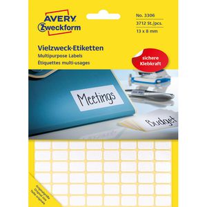 Zweckform Avery  3306 Etiketten weiß 8 x 13mm, 3712 Stück
