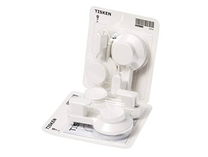 Ikea TISKEN Lot de 4 crochets de salle de bain sans perçage avec ventouse Blanc