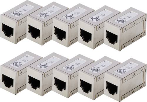 Digitus AT-AG-8-8-C6S-10 RJ45 Kupplungsgehäuse Polzahl Sensoren 8 Silber 10St.