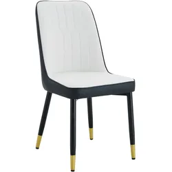 STILVORA Esszimmerstuhl PU-Leder Weiß-Schwarz mit Metallbeinen, ergonomisch & pflegeleicht