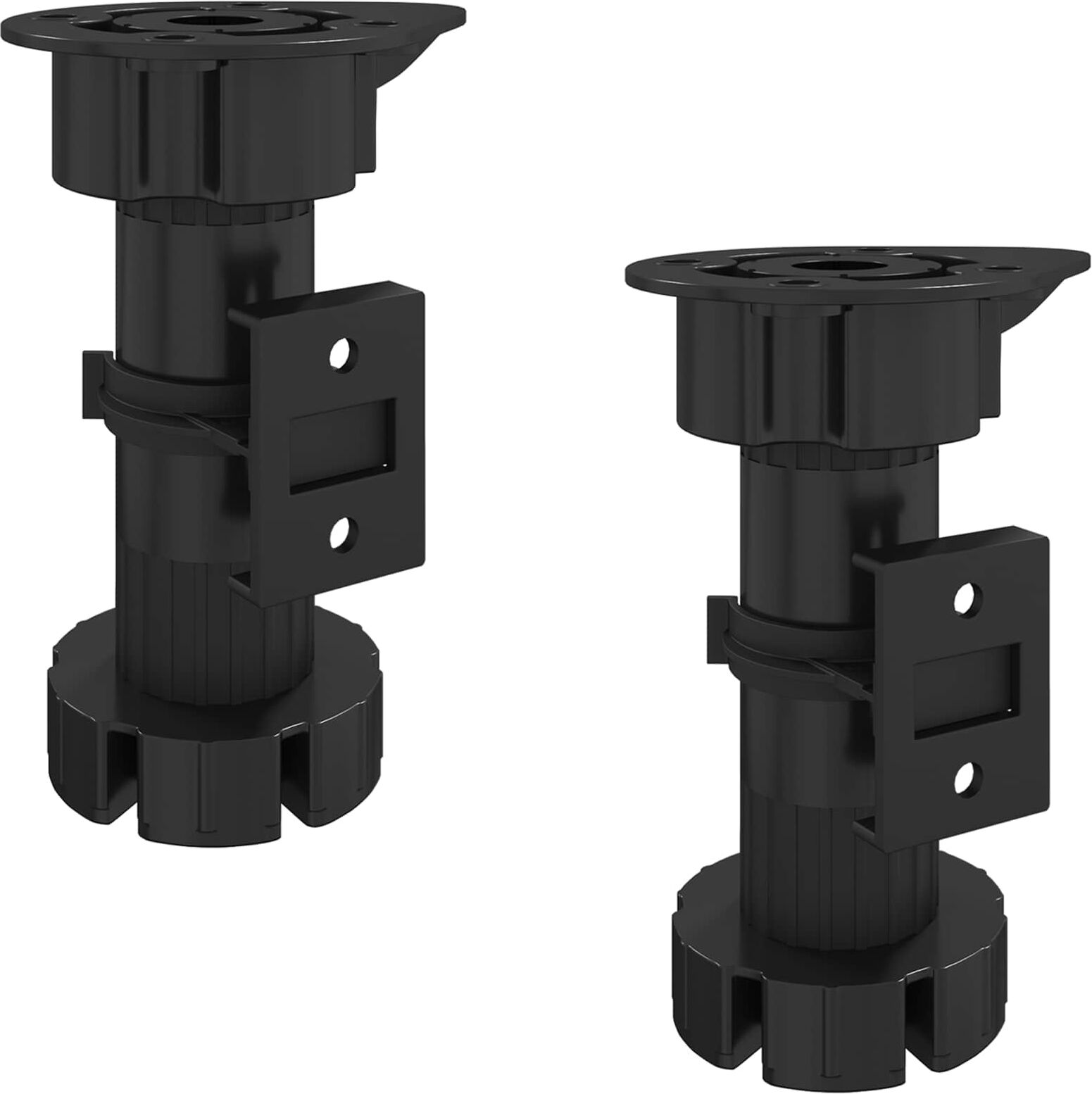 vidaXL Pieds de meuble Réglable 2 pièces Noir 46 x 46 x 128 mm PP
