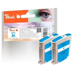 Peach Doppelpack Tintenpatronen cyan kompatibel zu HP No. 11 c*2, C4836A*2