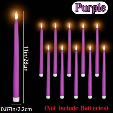 Uplift Treasures LED Flameless Flickering Taper Candles purple 36pcs