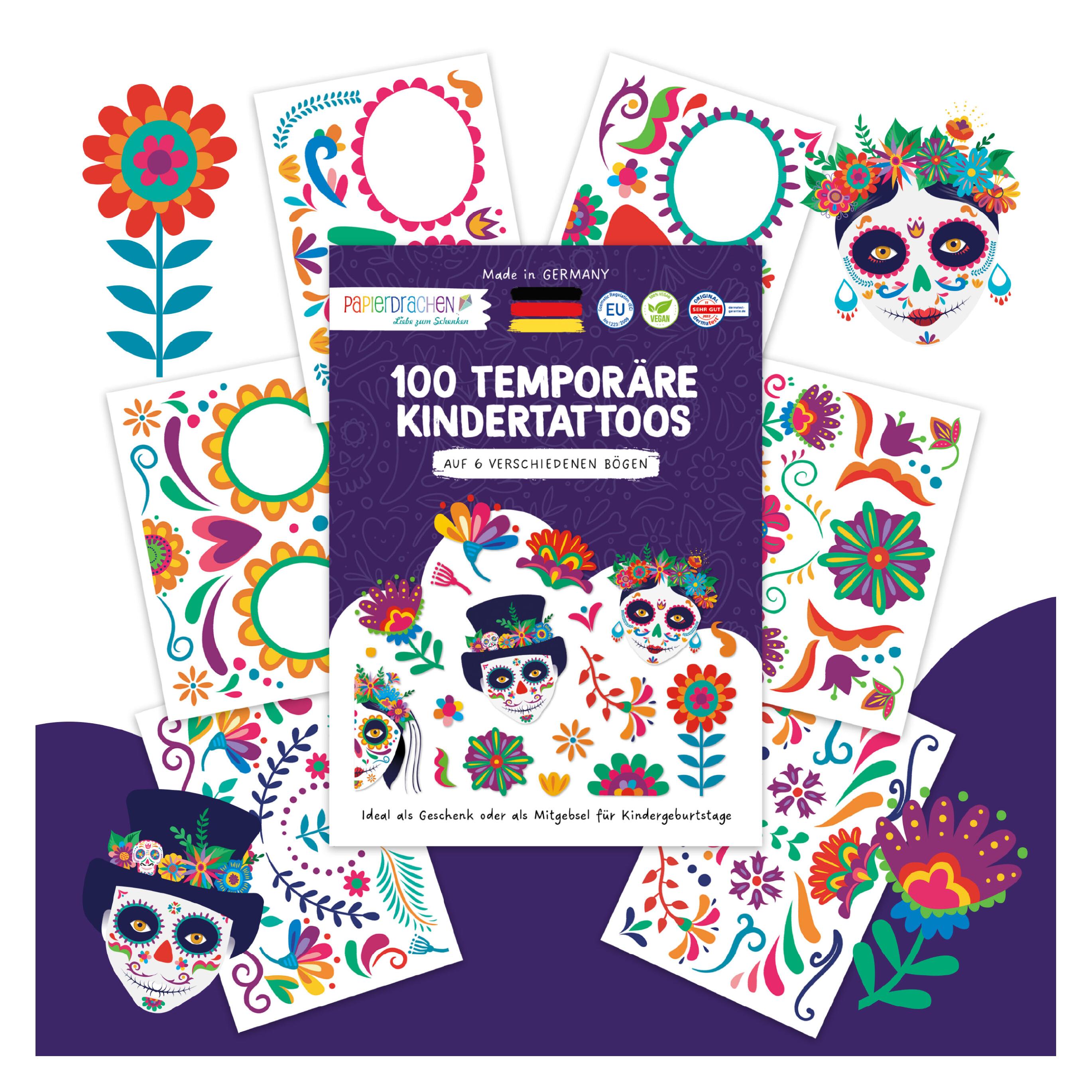 Papierdrachen 6 Kindertattoos - Gesichts Tattoos für Día de Muertos (71721724)