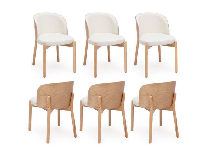 Chaise de salle à manger bois naturel lot de 6