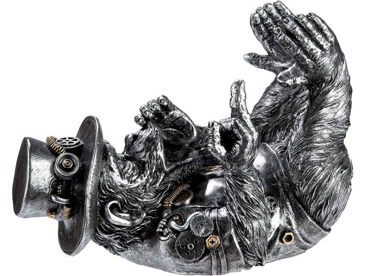 Flaschenhalter CASABLANCA BY GILDE Flaschenhalter Affe Steampunk Monkey , silberfarben, B:27,5cm H:20,5cm L:16,5cm, Kunststoff, Flaschenhalter, Flaschenhalter