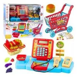 Lean Toys Kassen- und Einkaufswagen-Set mit Sound