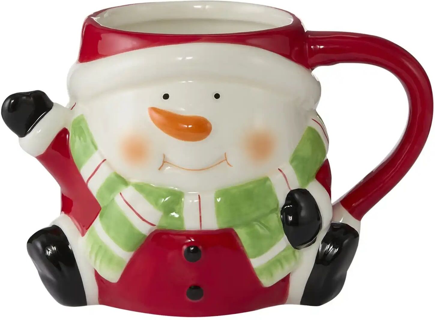HOME STORY Tasse Schneemann   ¦ rot ¦ Dolomite ¦ Maße (cm): B: 10 H: 10