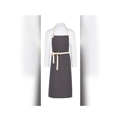 SANTORINI - Contrasted Bib Apron with Pocket: One Size / Grey