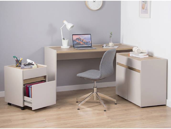 Schreibtisch Aluri 138 x 76 x 60cm Braun/Beige
