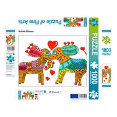 CALVENDO Puzzle Verliebte Elefanten | 1000 Teile Lege-Größe 64x48cm Foto-Puzzle für glückliche Stunden